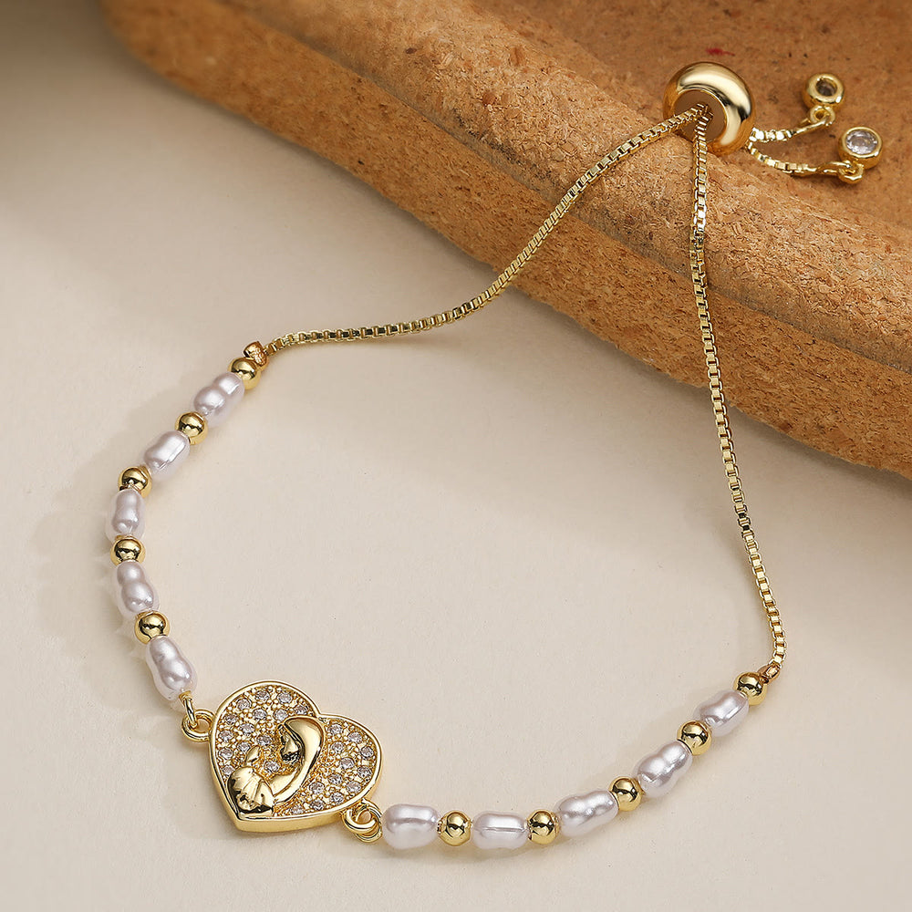 Christianartworkshop Bracelet de perles Holy-Medallion raffiné et multi-styles : symbole de force spirituelle discrète au quotidien - Solide en forme de cœur - image 1