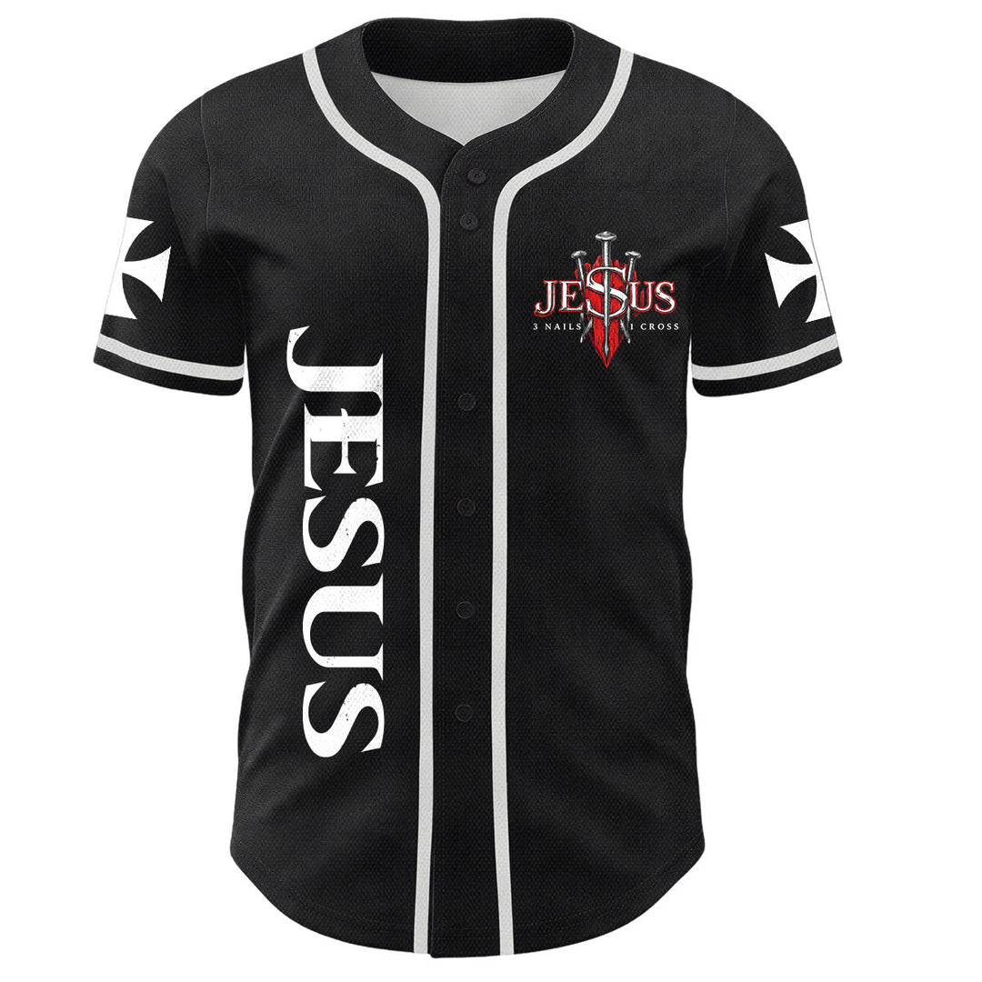 Christianartworkshop Maillot de baseball boutonné avec emblème vertical Jésus clou croix et éclair au dos, portrait du Lion de Juda et du Lion de Juda. - image 8