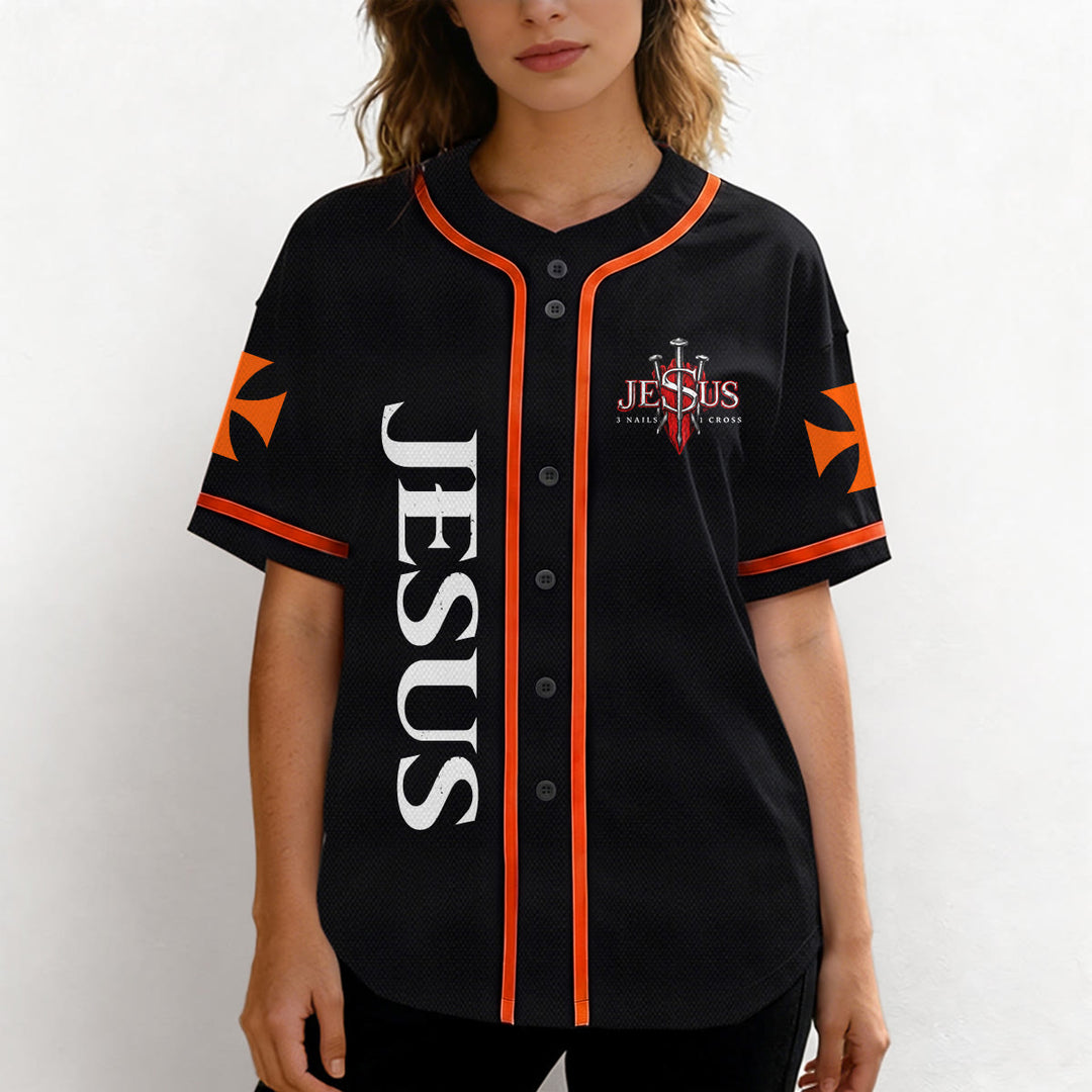 Christianartworkshop Maillot de baseball boutonné avec emblème vertical Jésus clou croix et éclair au dos, portrait du Lion de Juda et du Lion de Juda. - image 19