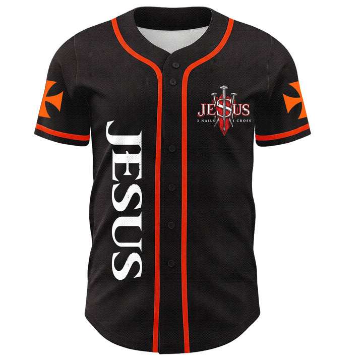 Christianartworkshop Maillot de baseball boutonné avec emblème vertical Jésus clou croix et éclair au dos, portrait du Lion de Juda et du Lion de Juda. - image 15