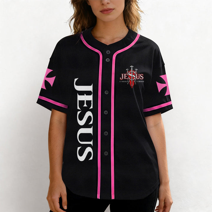 Christianartworkshop Maillot de baseball boutonné avec emblème vertical Jésus clou croix et éclair au dos, portrait du Lion de Juda et du Lion de Juda. - image 40