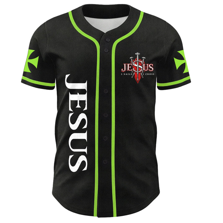 Christianartworkshop Maillot de baseball boutonné avec emblème vertical Jésus clou croix et éclair au dos, portrait du Lion de Juda et du Lion de Juda. - image 43