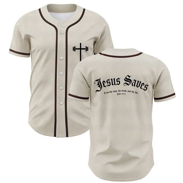 Christianartworkshop Maillot de baseball gothique Jésus sauve - Beige - 5XL - image 28