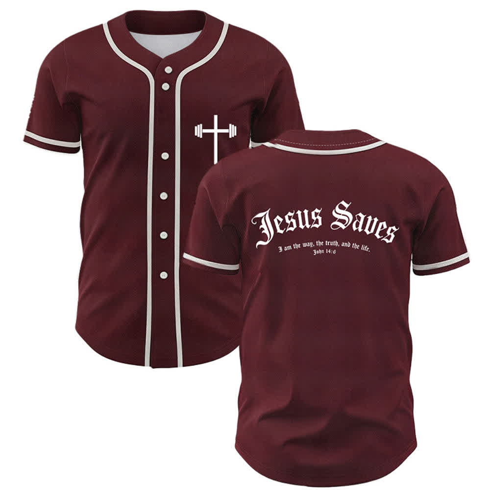 Christianartworkshop Maillot de baseball gothique Jésus sauve - Vin - 5XL - image 14