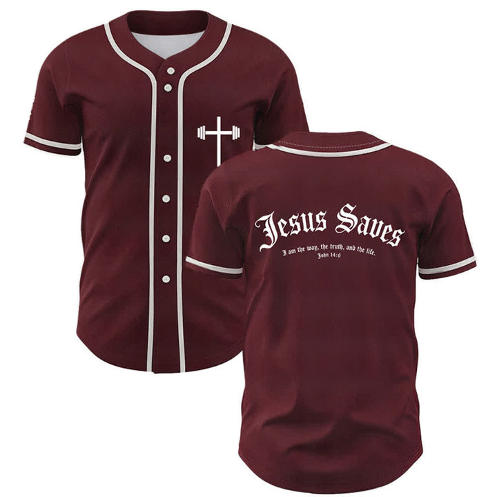 Christianartworkshop Maillot de baseball gothique Jésus sauve - Vin - 5XL - image 14