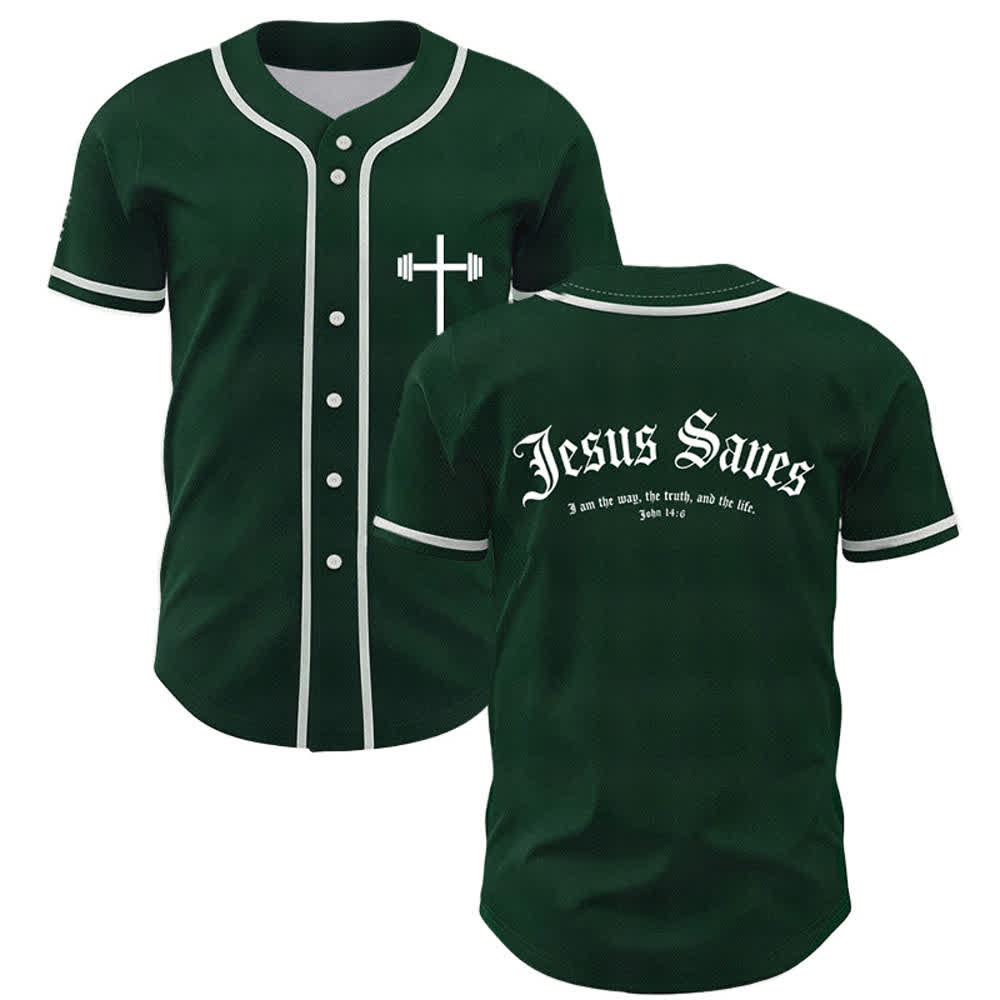 Christianartworkshop Maillot de baseball gothique Jésus sauve - Vert - 5XL - image 21