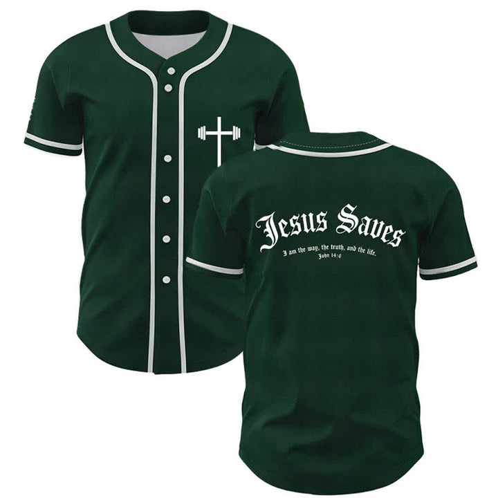 Christianartworkshop Maillot de baseball gothique Jésus sauve - Vert - 5XL - image 21