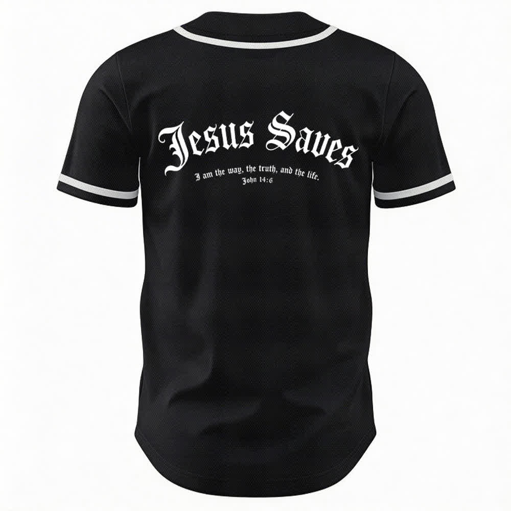 Christianartworkshop Maillot de baseball gothique Jésus sauve - image 8