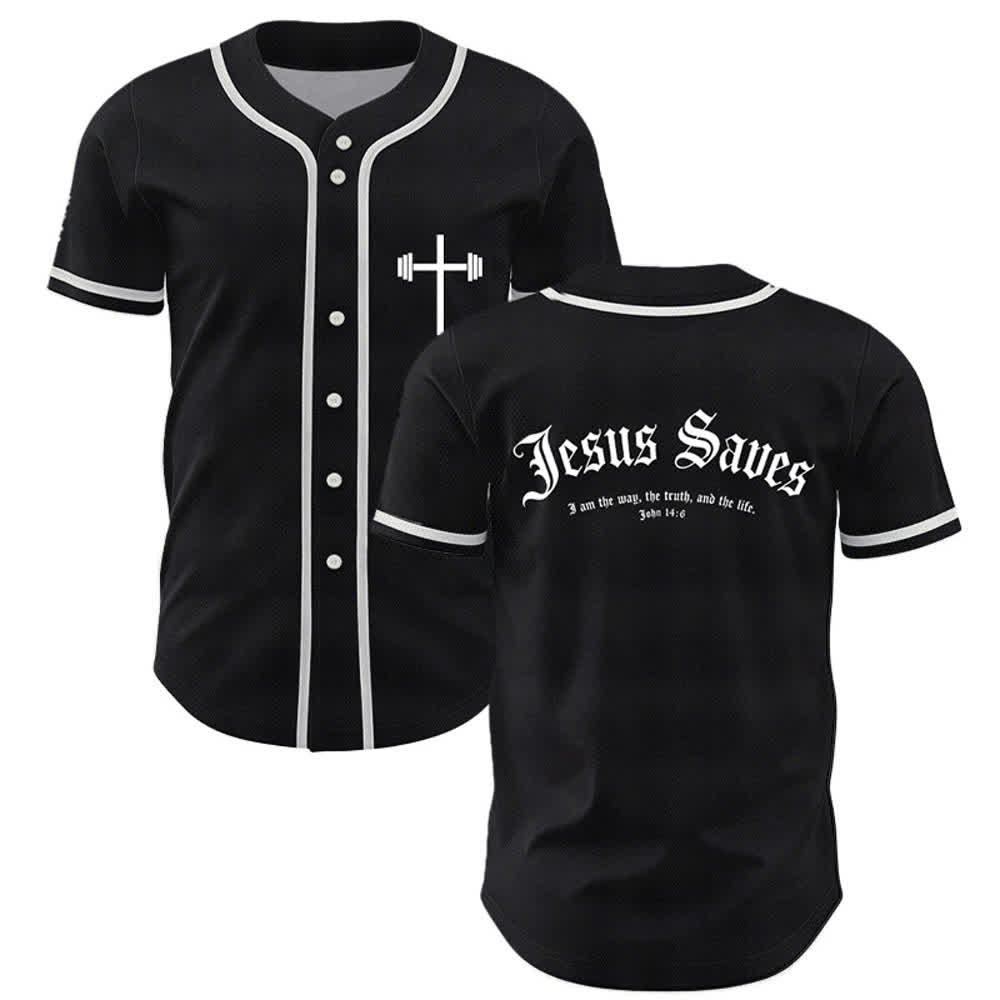 Christianartworkshop Maillot de baseball gothique Jésus sauve - Noir - 5XL - image 7