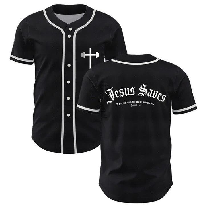 Christianartworkshop Maillot de baseball gothique Jésus sauve - Noir - 5XL - image 7