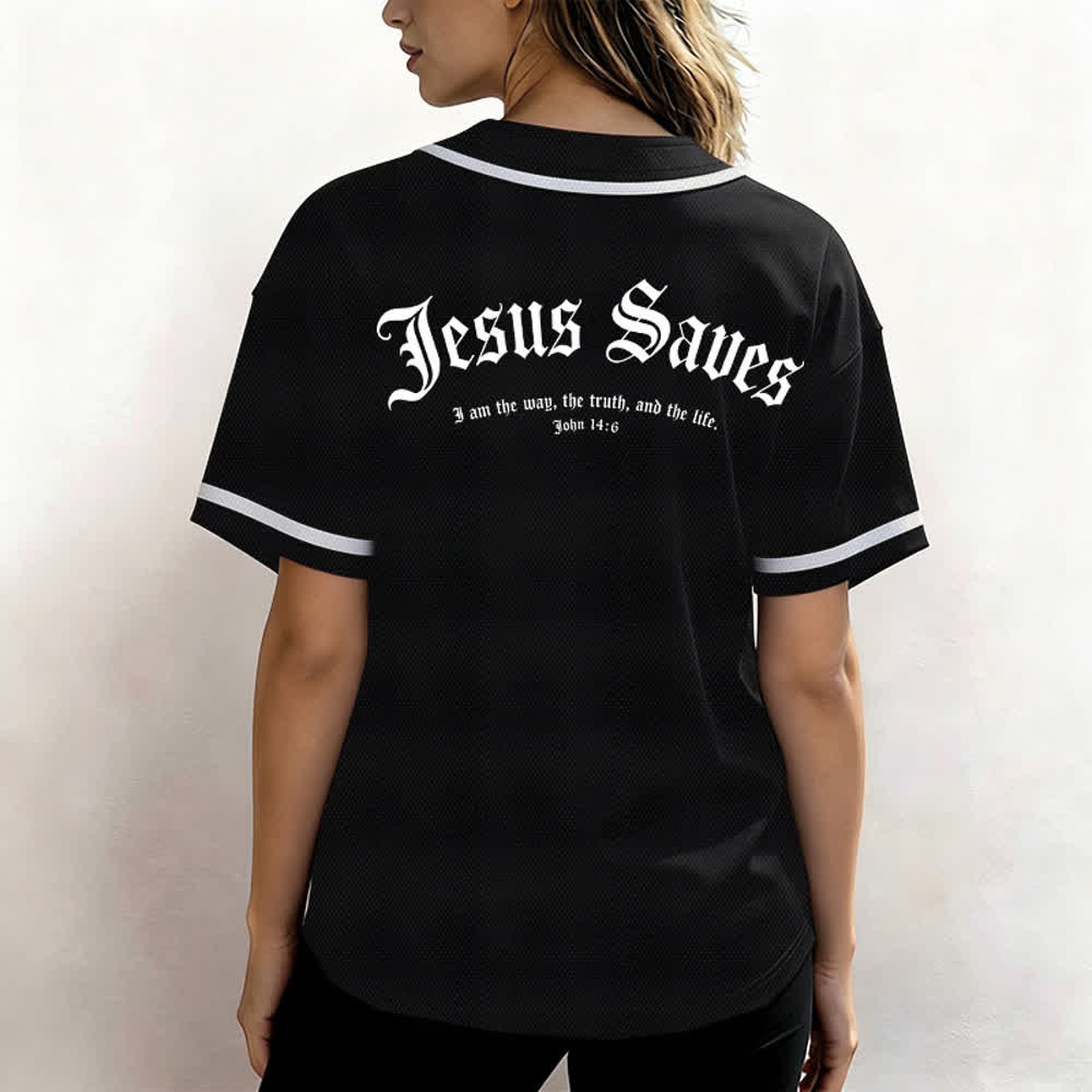 Christianartworkshop Maillot de baseball gothique Jésus sauve - image 12