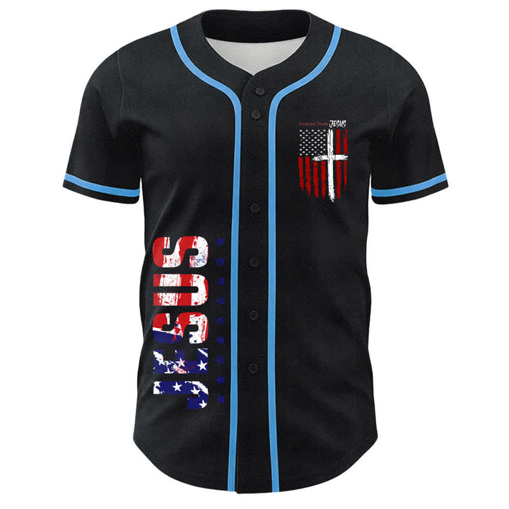 Christianartworkshop Maillot de baseball boutonné à drapeau vieilli « America Needs Jesus » - image 30