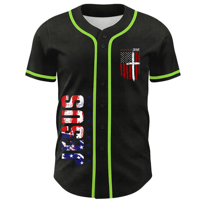 Christianartworkshop Maillot de baseball boutonné à drapeau vieilli « America Needs Jesus » - image 37