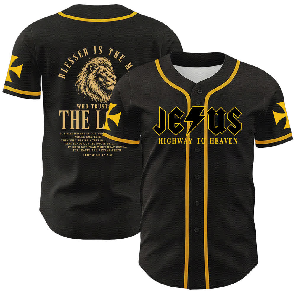 Maillot de baseball Christianartworkshop Jésus Route vers le Ciel Jérémie 17:7-8 - Jaune - 5XL - image 0