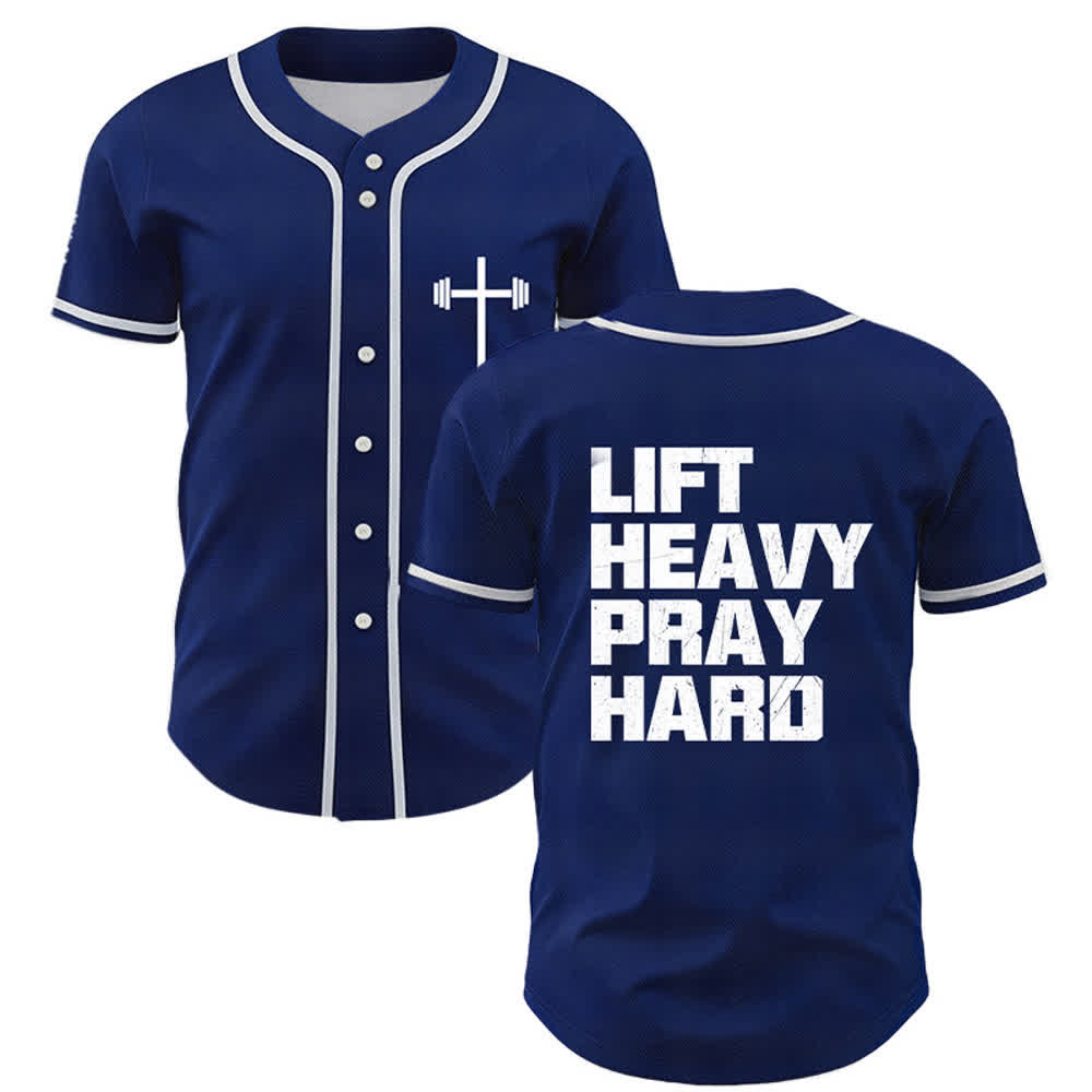 Maillot de baseball bleu marine Christianartworkshop Lift Heavy Pray Hard - Marine - 5XL - image 0