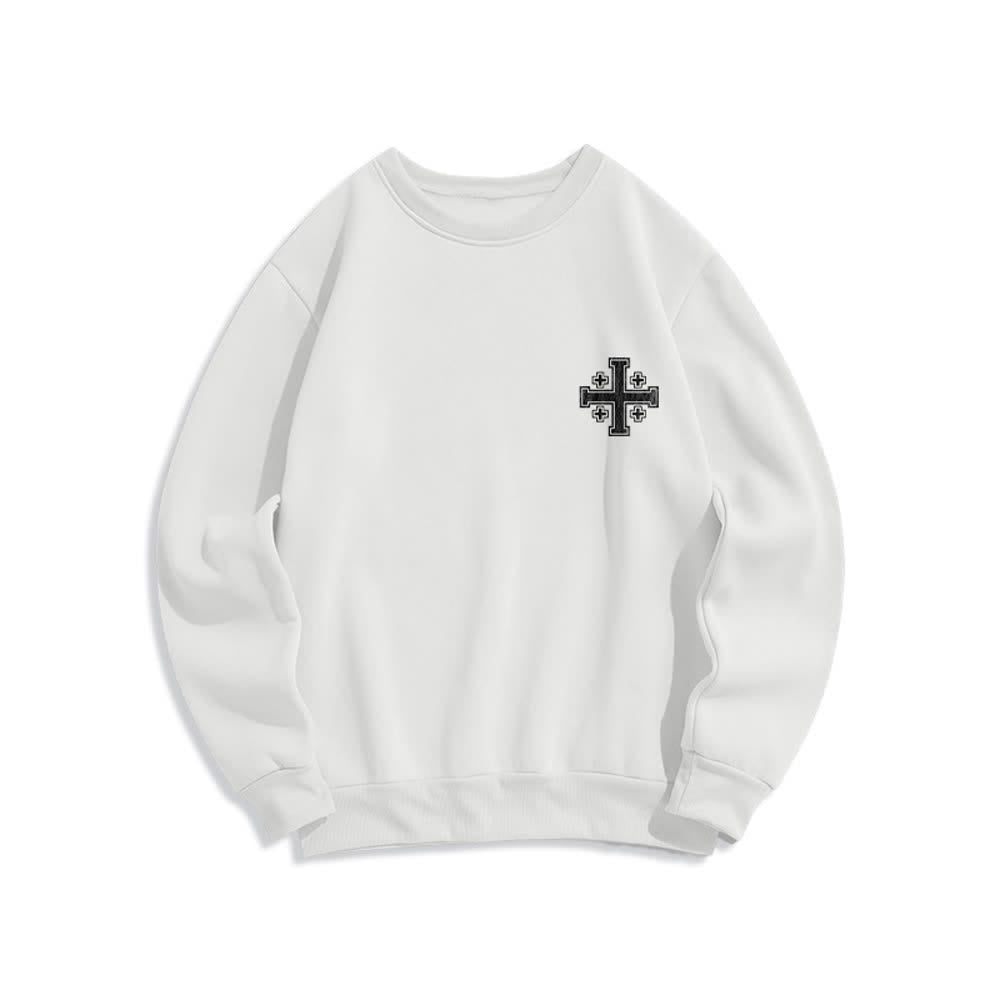 Christianartworkshop Sweat-shirt oversize à col rond et imprimé croisé dans le dos, effet usé - image 5