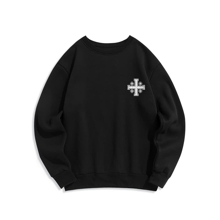 Christianartworkshop Sweat-shirt oversize à col rond et imprimé croisé dans le dos, effet usé - image 2