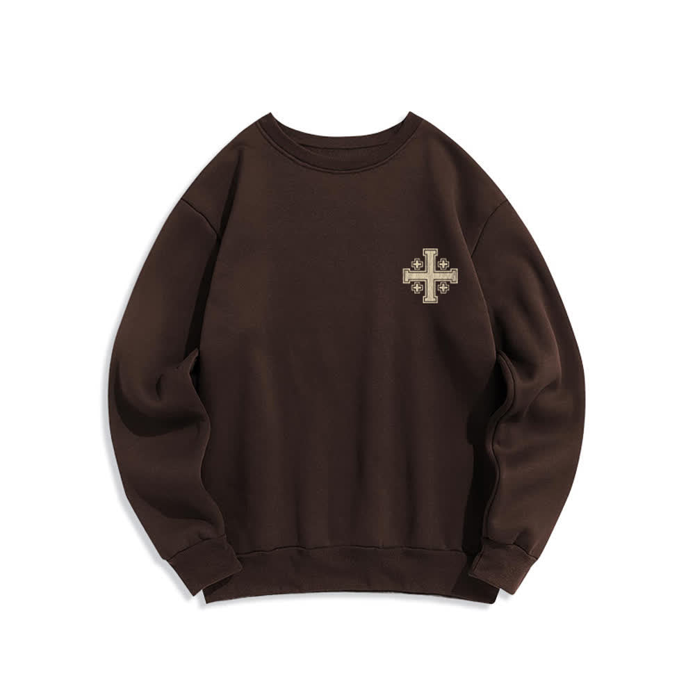 Christianartworkshop Sweat-shirt oversize à col rond et imprimé croisé dans le dos, effet usé - image 8