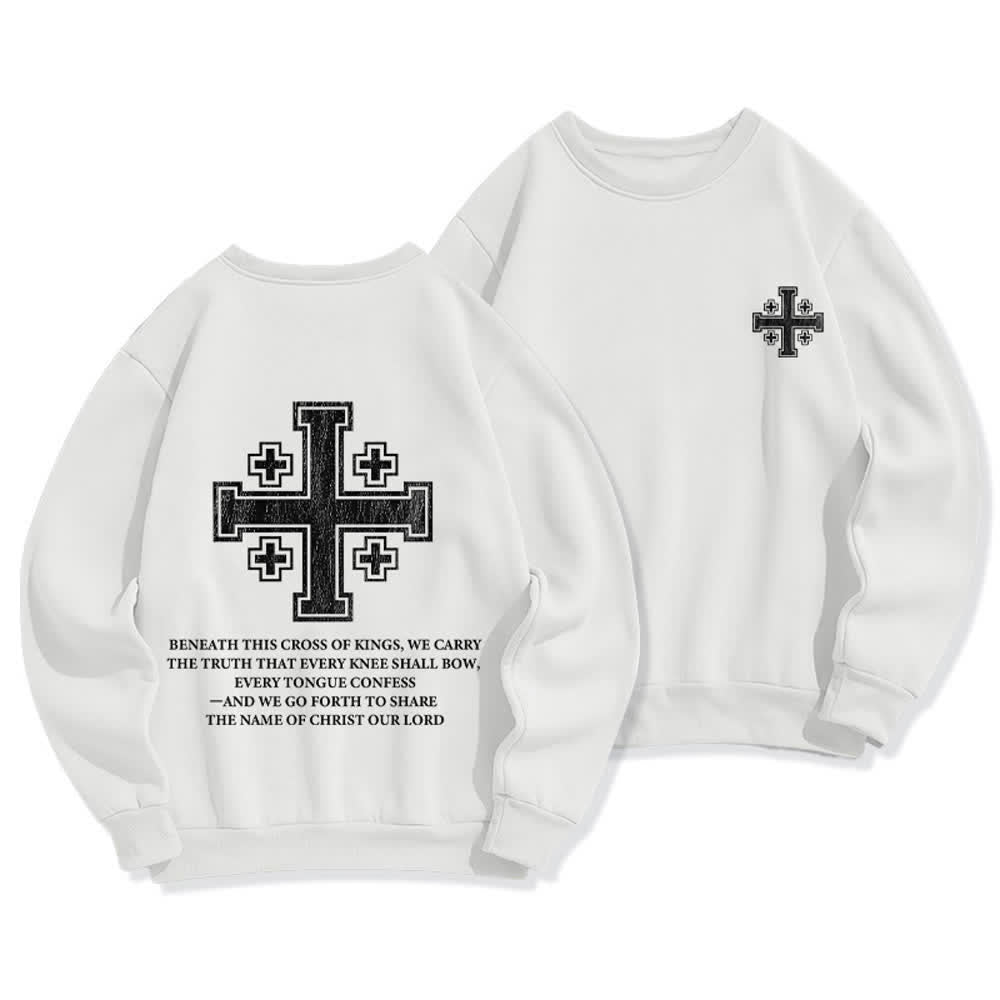 Christianartworkshop Sweat-shirt oversize à col rond et imprimé croisé dans le dos, effet usé - Blanc - 2XL - image 3