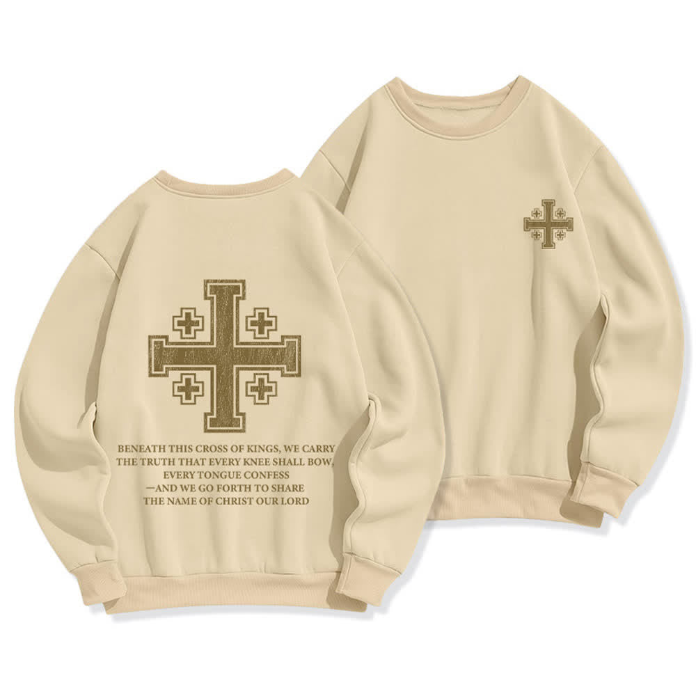 Christianartworkshop Sweat-shirt oversize à col rond et imprimé croisé dans le dos, effet usé - Beige - 2XL - image 12