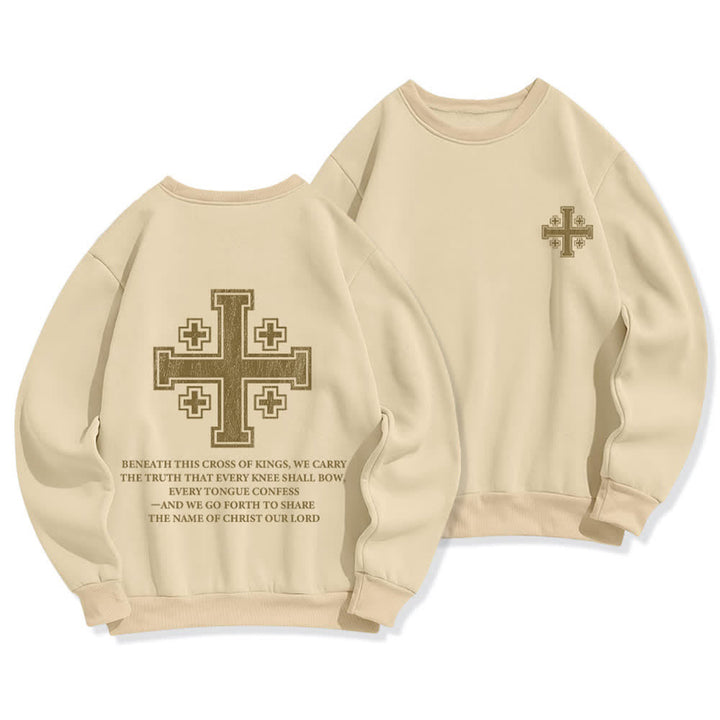 Christianartworkshop Sweat-shirt oversize à col rond et imprimé croisé dans le dos, effet usé - Beige - 2XL - image 12