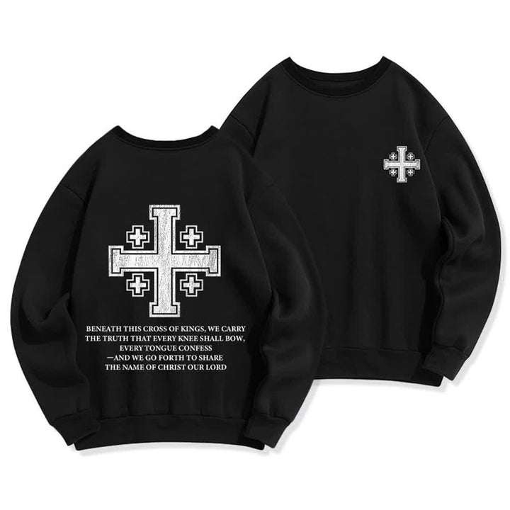 Christianartworkshop Sweat-shirt oversize à col rond et imprimé croisé dans le dos, effet usé - Noir - 2XL - image 0