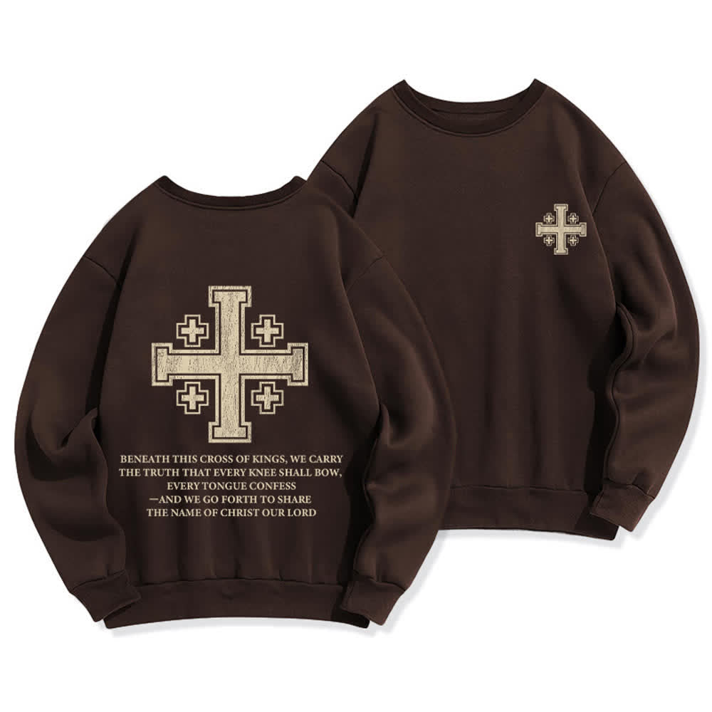 Christianartworkshop Sweat-shirt oversize à col rond et imprimé croisé dans le dos, effet usé - Brun - 2XL - image 6