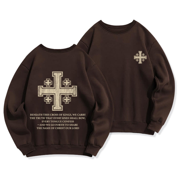 Christianartworkshop Sweat-shirt oversize à col rond et imprimé croisé dans le dos, effet usé - Brun - 2XL - image 6
