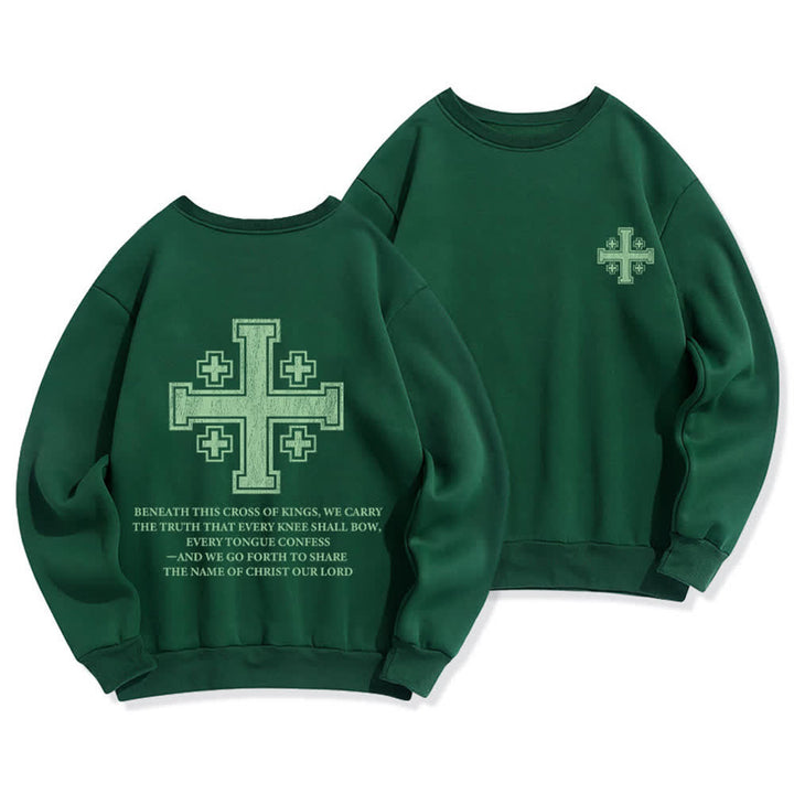 Christianartworkshop Sweat-shirt oversize à col rond et imprimé croisé dans le dos, effet usé - Vert - 2XL - image 15