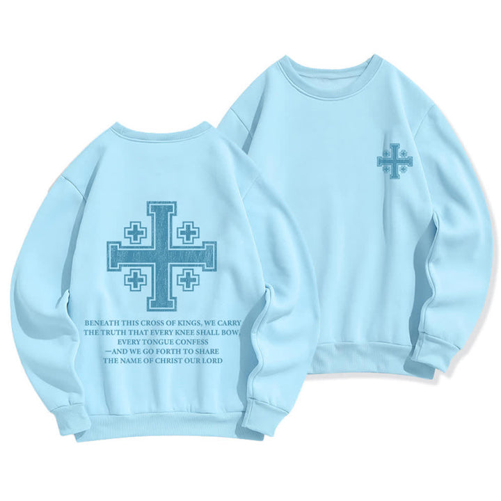 Christianartworkshop Sweat-shirt oversize à col rond et imprimé croisé dans le dos, effet usé - Bleu - 2XL - image 9