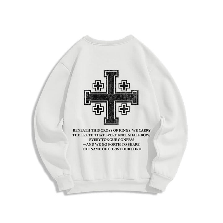 Christianartworkshop Sweat-shirt oversize à col rond et imprimé croisé dans le dos, effet usé - image 4