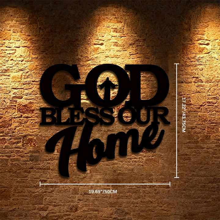 Christianartworkshop Décoration murale en métal « Que Dieu bénisse notre foyer » : un symbole de foi élégant pour la décoration intérieure - 19,69''*17,22''*0,047/50*43,75*0,12 cm - image 10