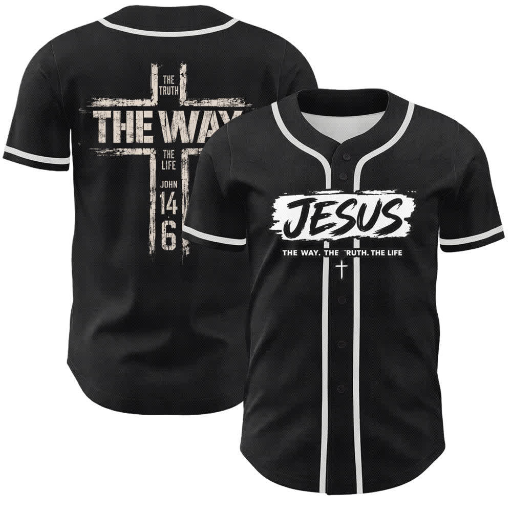 Maillot de baseball noir imprimé au pinceau Jésus, Christianartworkshop - Blanc - 5XL - image 0