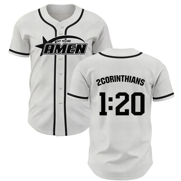 Maillot de baseball Christianartworkshop Amen noir et blanc - Blanc - 5XL - image 0