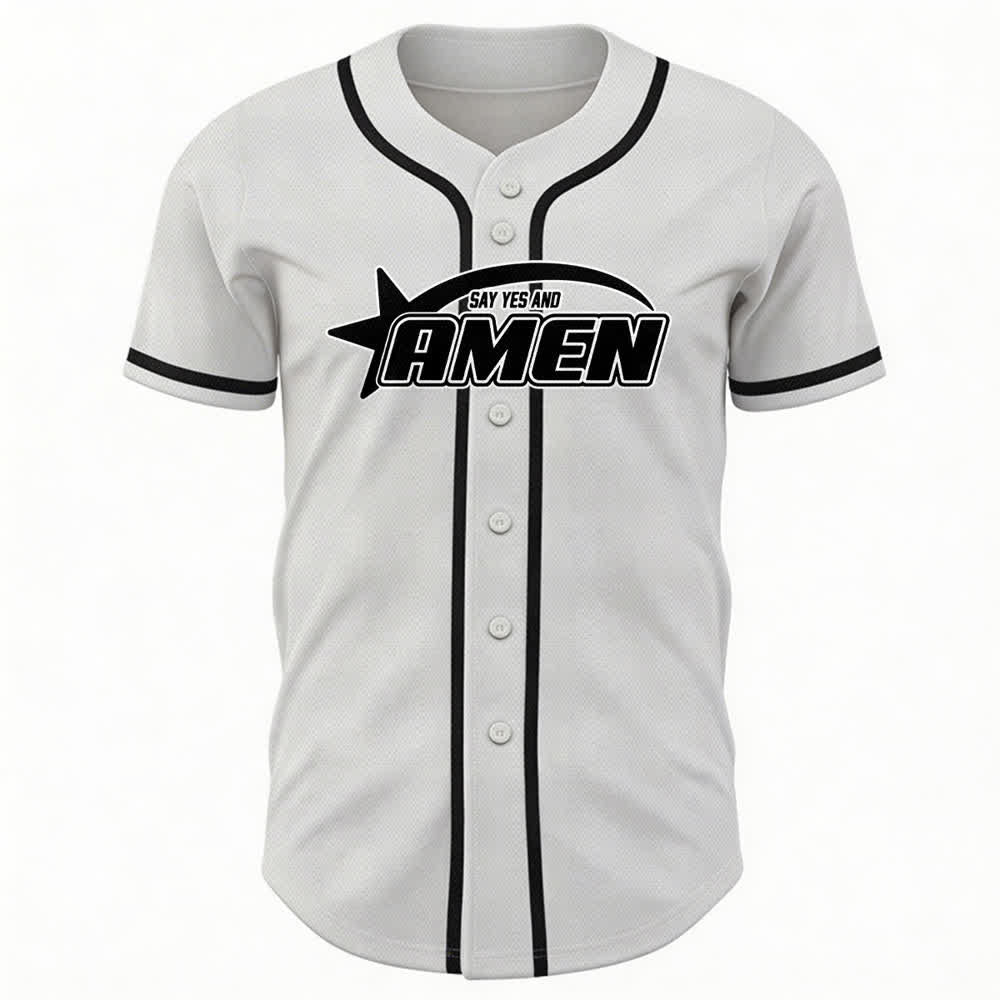 Maillot de baseball Christianartworkshop Amen noir et blanc - image 2