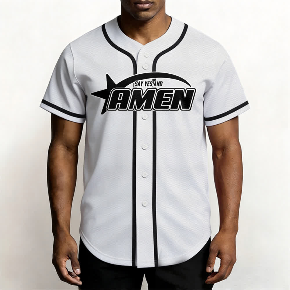 Maillot de baseball Christianartworkshop Amen noir et blanc - image 6