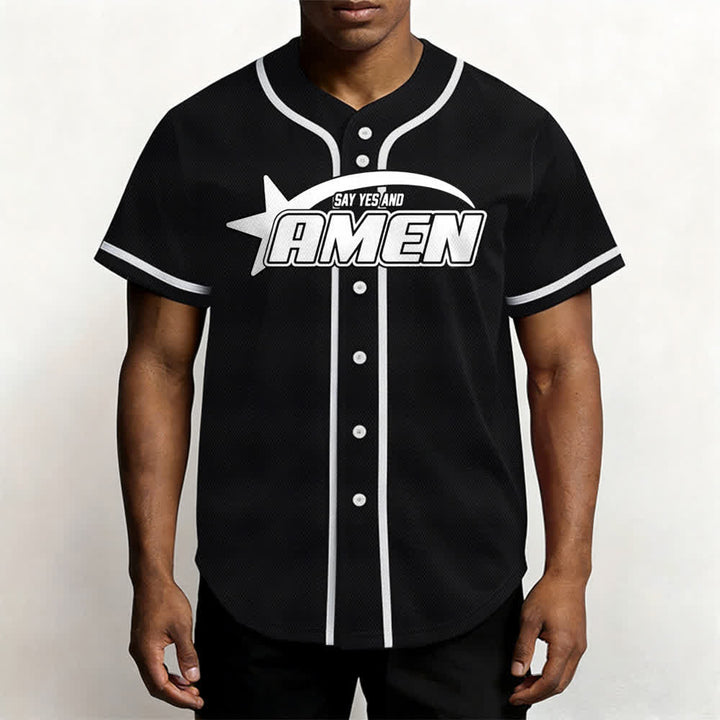 Maillot de baseball Christianartworkshop Amen noir et blanc - image 13