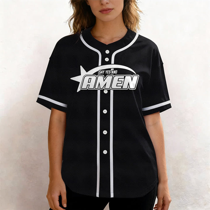 Maillot de baseball Christianartworkshop Amen noir et blanc - image 11