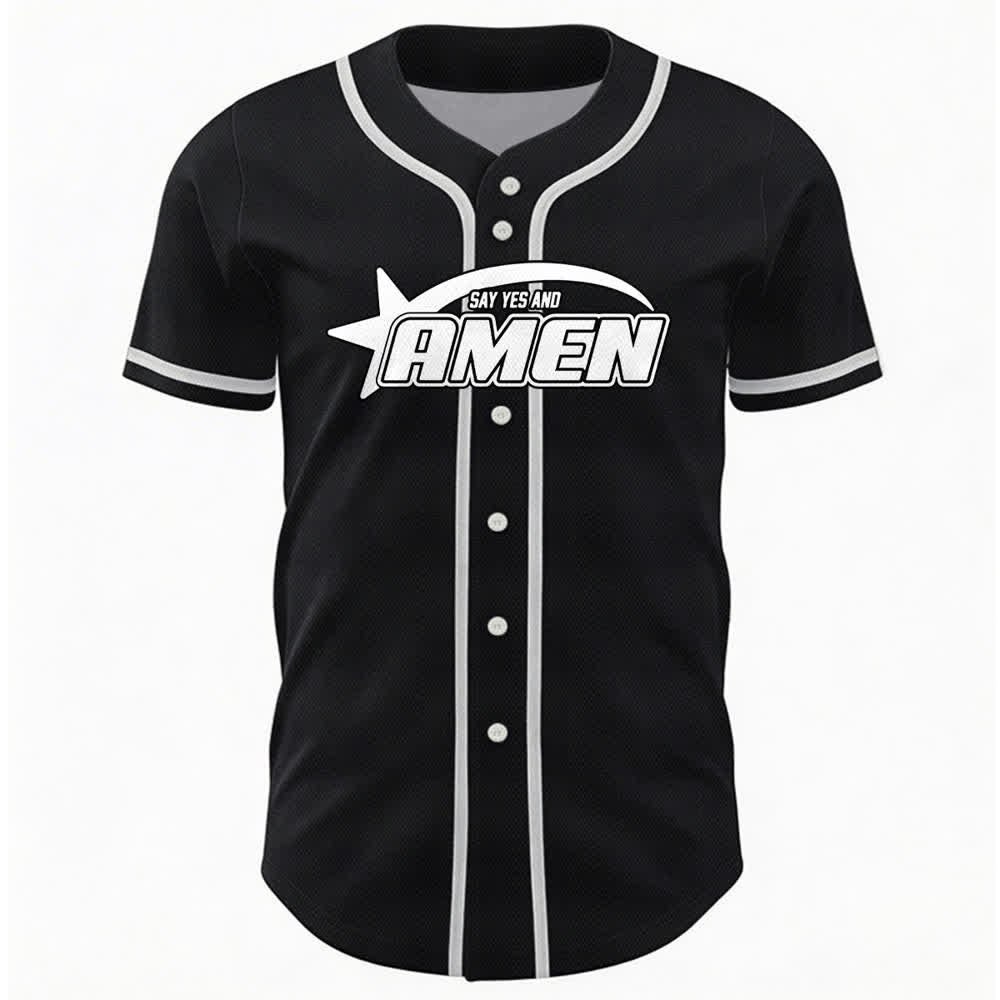 Maillot de baseball Christianartworkshop Amen noir et blanc - image 9