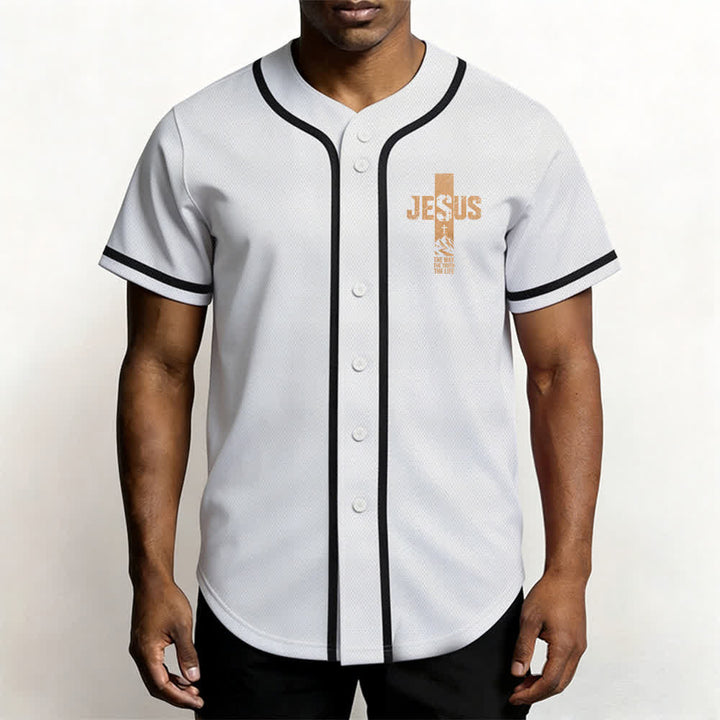 Maillot de baseball Christianartworkshop avec croix de Jésus, aspect vieilli et boutons sur le devant - image 6