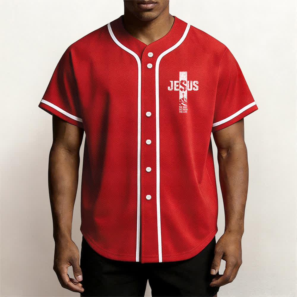 Maillot de baseball Christianartworkshop avec croix de Jésus, aspect vieilli et boutons sur le devant - image 20