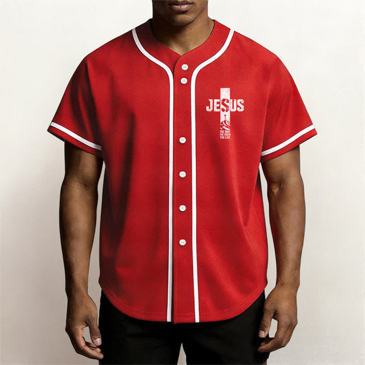 Maillot de baseball Christianartworkshop avec croix de Jésus, aspect vieilli et boutons sur le devant - image 20