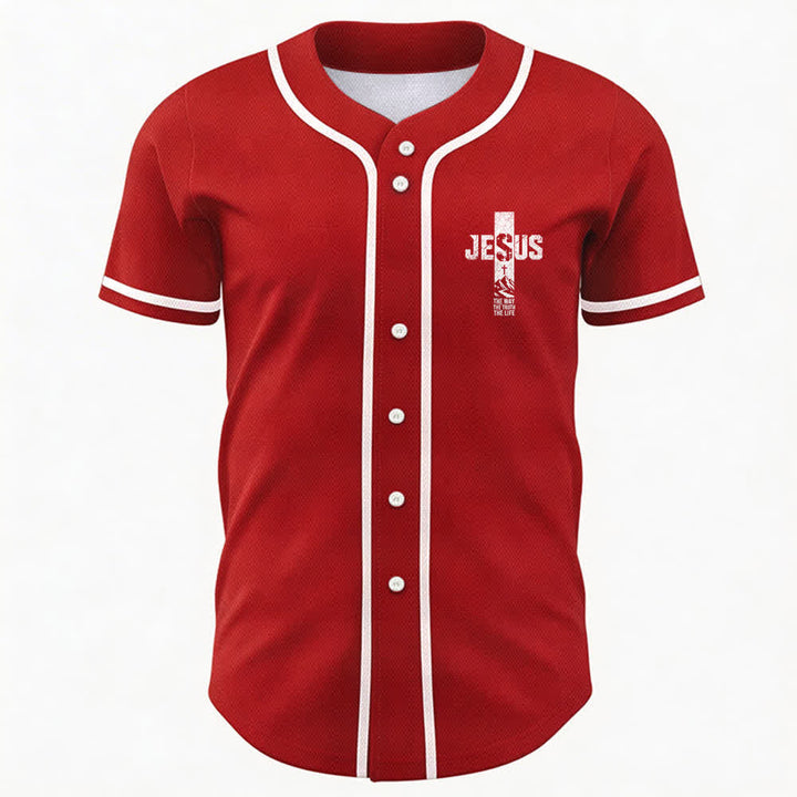 Maillot de baseball Christianartworkshop avec croix de Jésus, aspect vieilli et boutons sur le devant - image 16