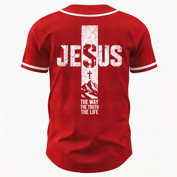 Maillot de baseball Christianartworkshop avec croix de Jésus, aspect vieilli et boutons sur le devant - image 15