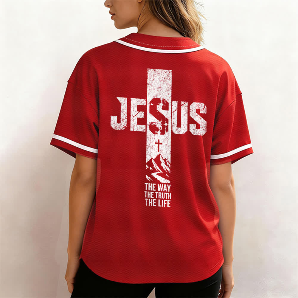 Maillot de baseball Christianartworkshop avec croix de Jésus, aspect vieilli et boutons sur le devant - image 17