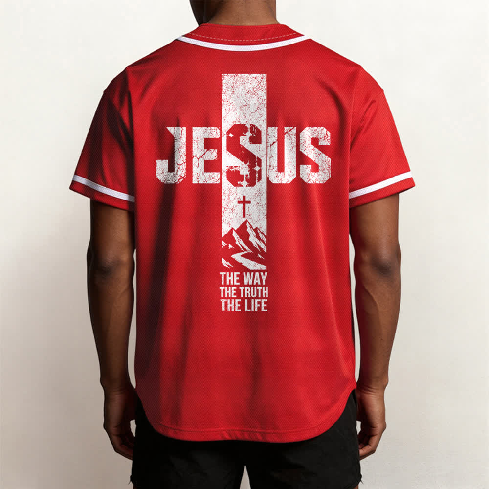 Maillot de baseball Christianartworkshop avec croix de Jésus, aspect vieilli et boutons sur le devant - image 19