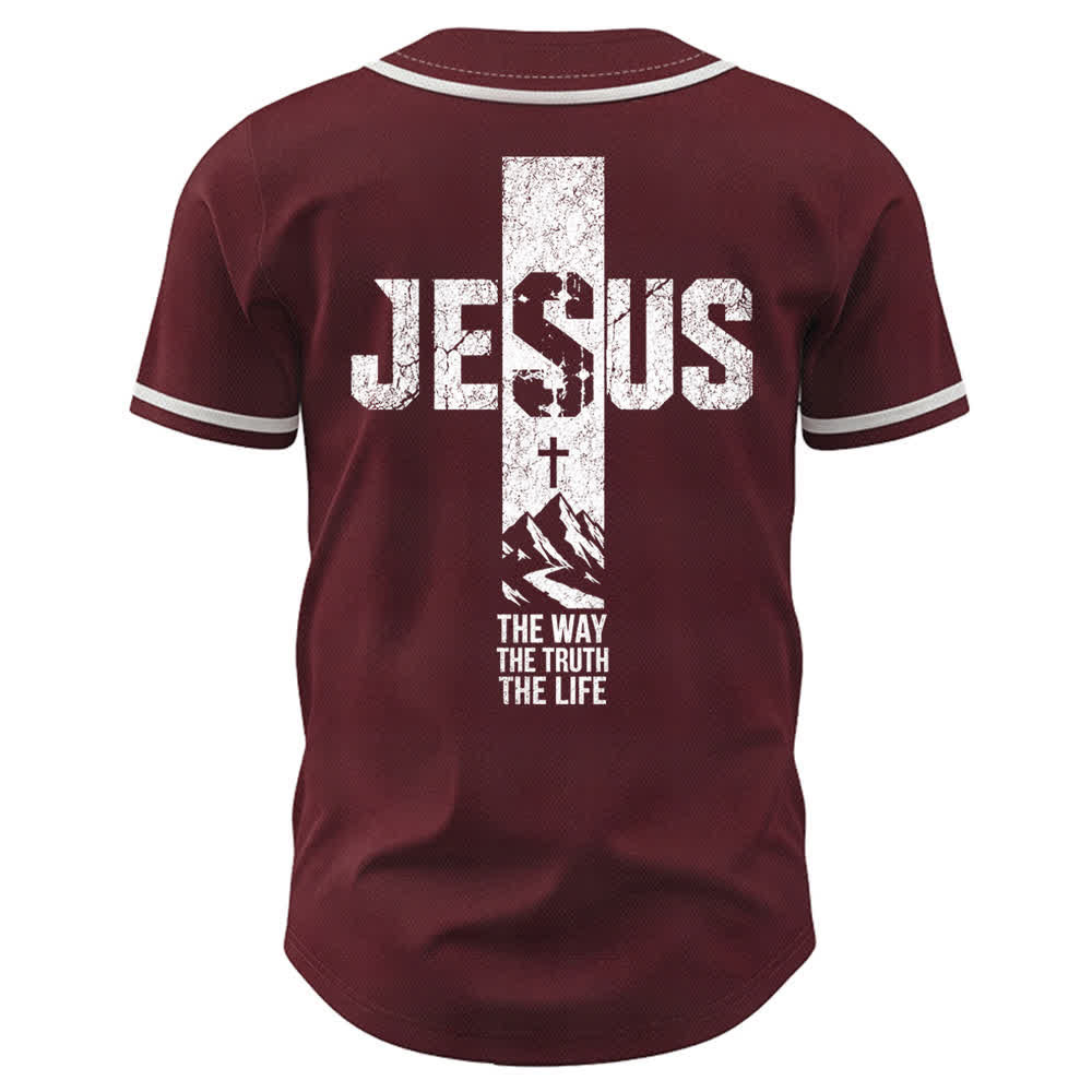 Maillot de baseball Christianartworkshop avec croix de Jésus, aspect vieilli et boutons sur le devant - image 22