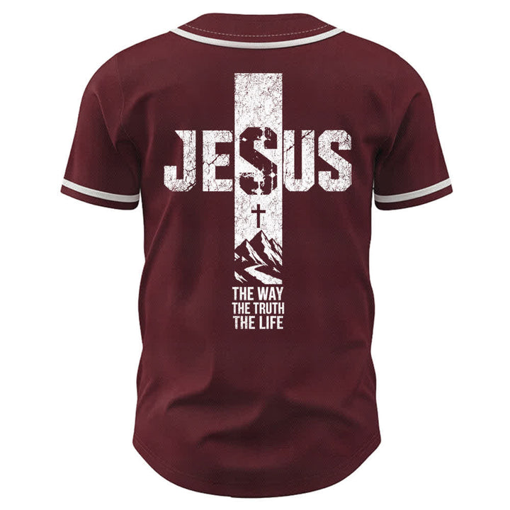 Maillot de baseball Christianartworkshop avec croix de Jésus, aspect vieilli et boutons sur le devant - image 22