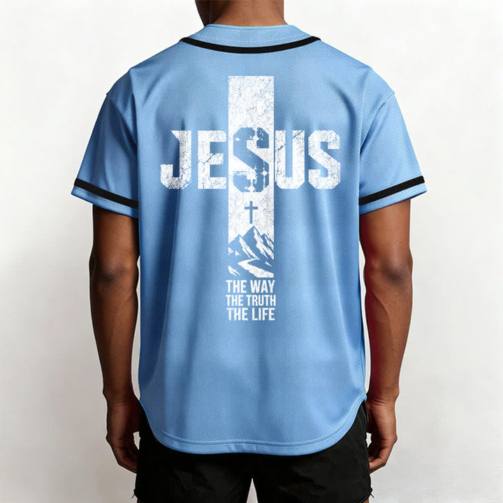 Maillot de baseball Christianartworkshop avec croix de Jésus, aspect vieilli et boutons sur le devant - image 34