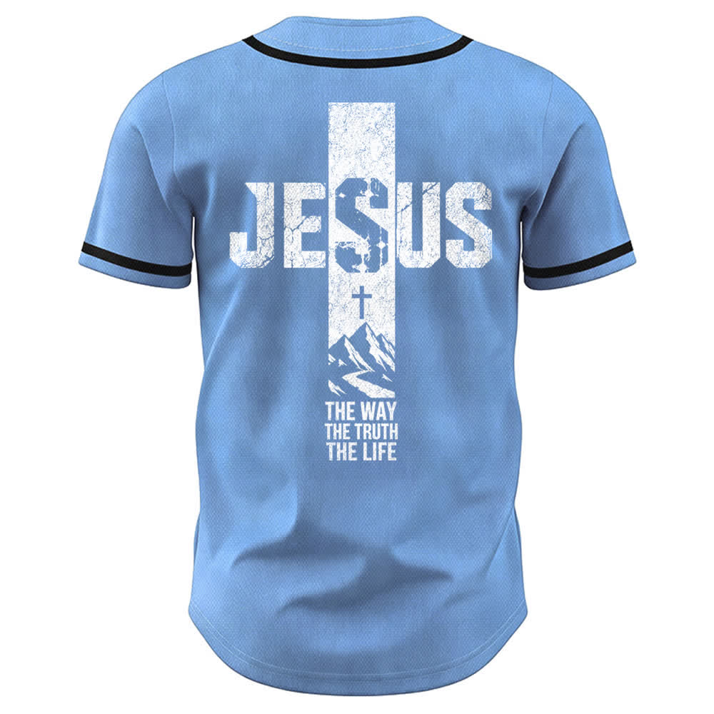 Maillot de baseball Christianartworkshop avec croix de Jésus, aspect vieilli et boutons sur le devant - image 30